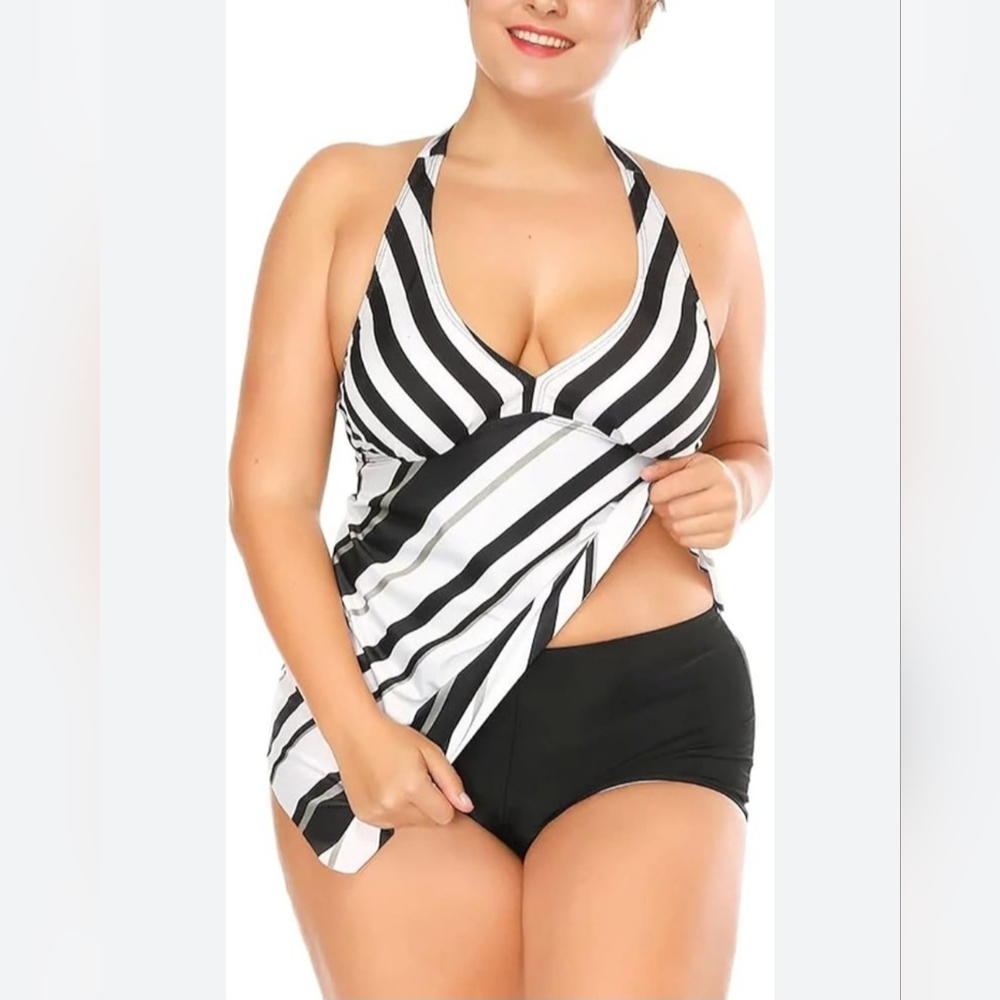 Tankini Swimsuits for all 2 piece NWT black white